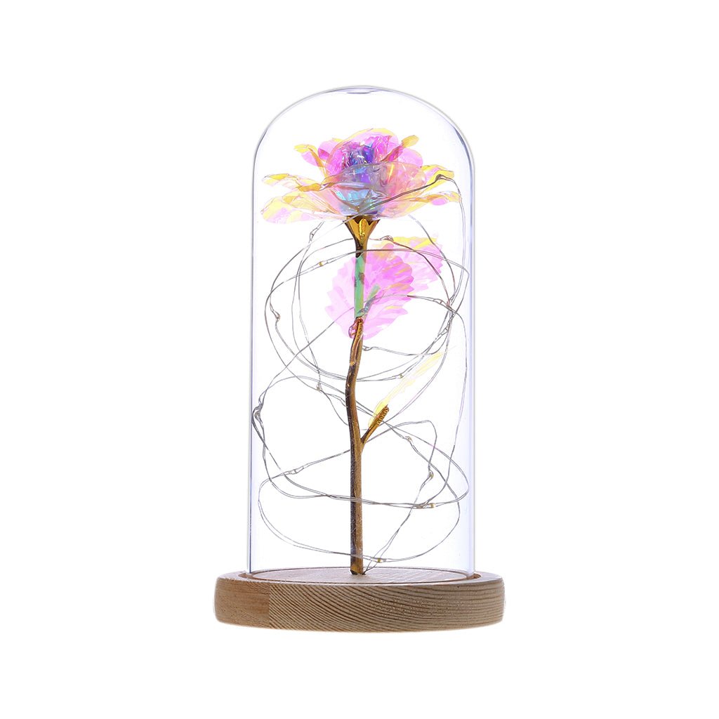 Enchanted Forever Rose Flower in Glass LED Light Christmas Decoration - Jaazi International