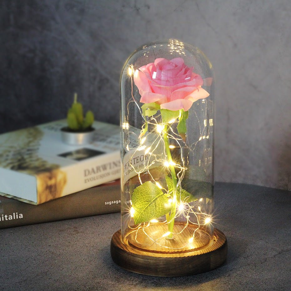 Enchanted Forever Rose Flower in Glass LED Light Christmas Decoration - Jaazi International