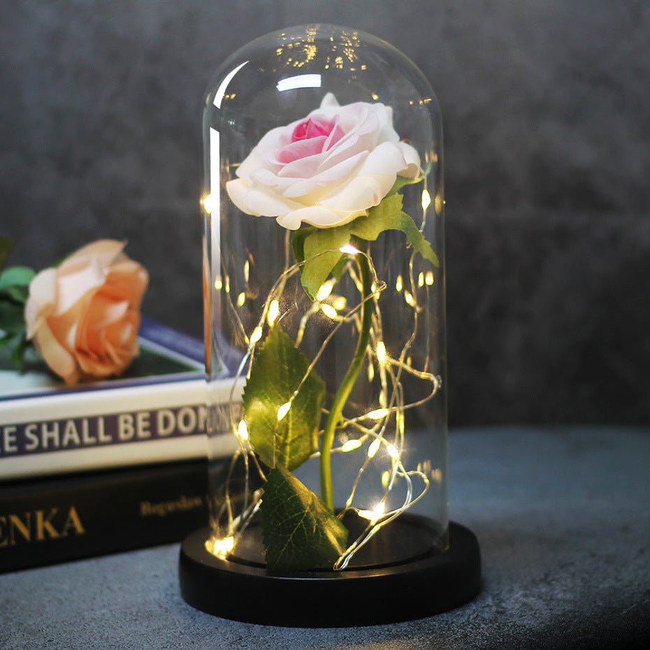 Enchanted Forever Rose Flower in Glass LED Light Christmas Decoration - Jaazi International