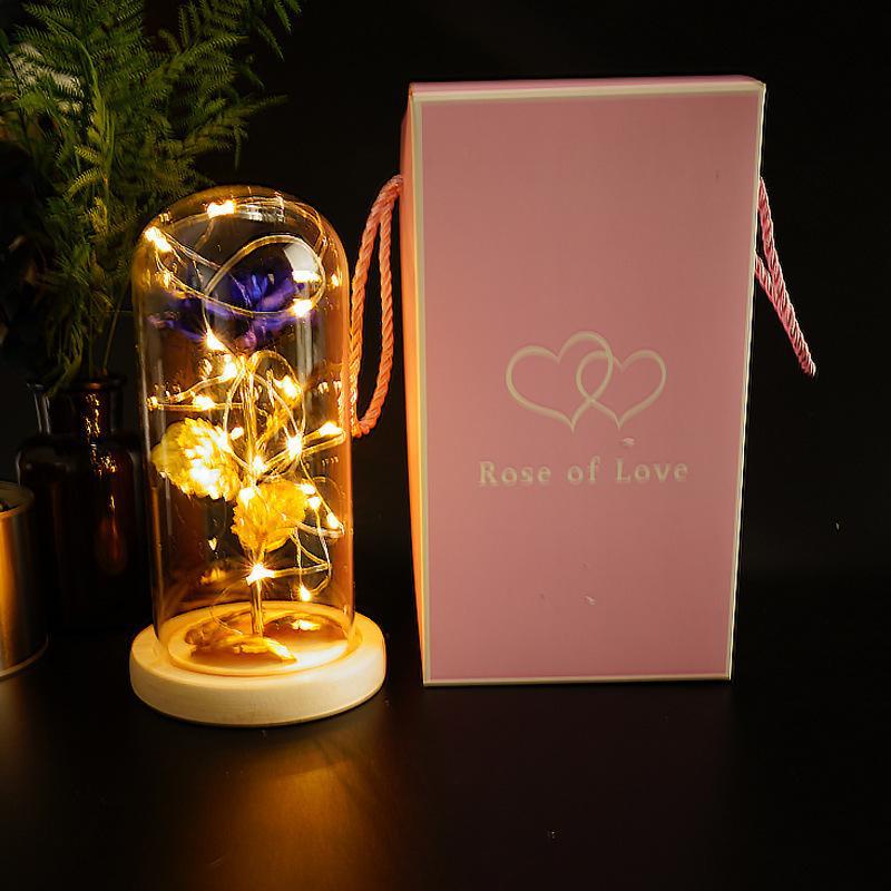 Enchanted Forever Rose Flower in Glass LED Light Christmas Decoration - Jaazi International