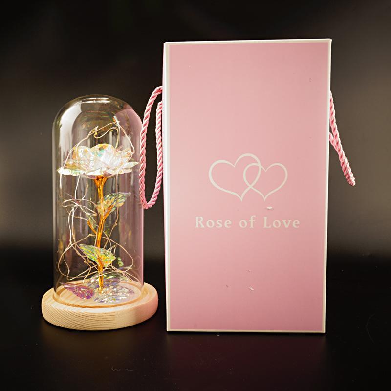 Enchanted Forever Rose Flower in Glass LED Light Christmas Decoration - Jaazi International