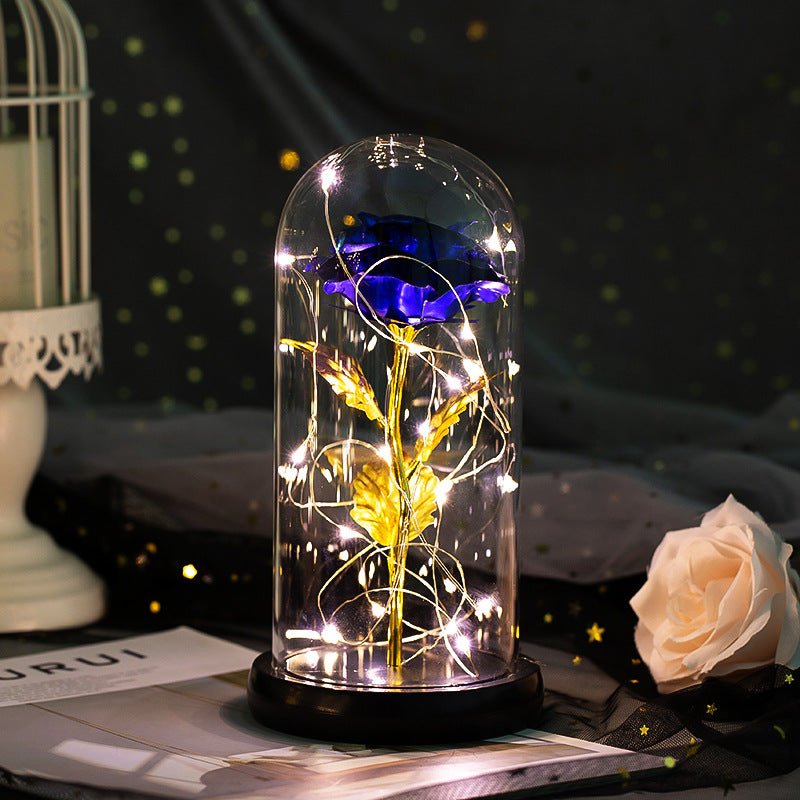 Enchanted Forever Rose Flower in Glass LED Light Christmas Decoration - Jaazi International