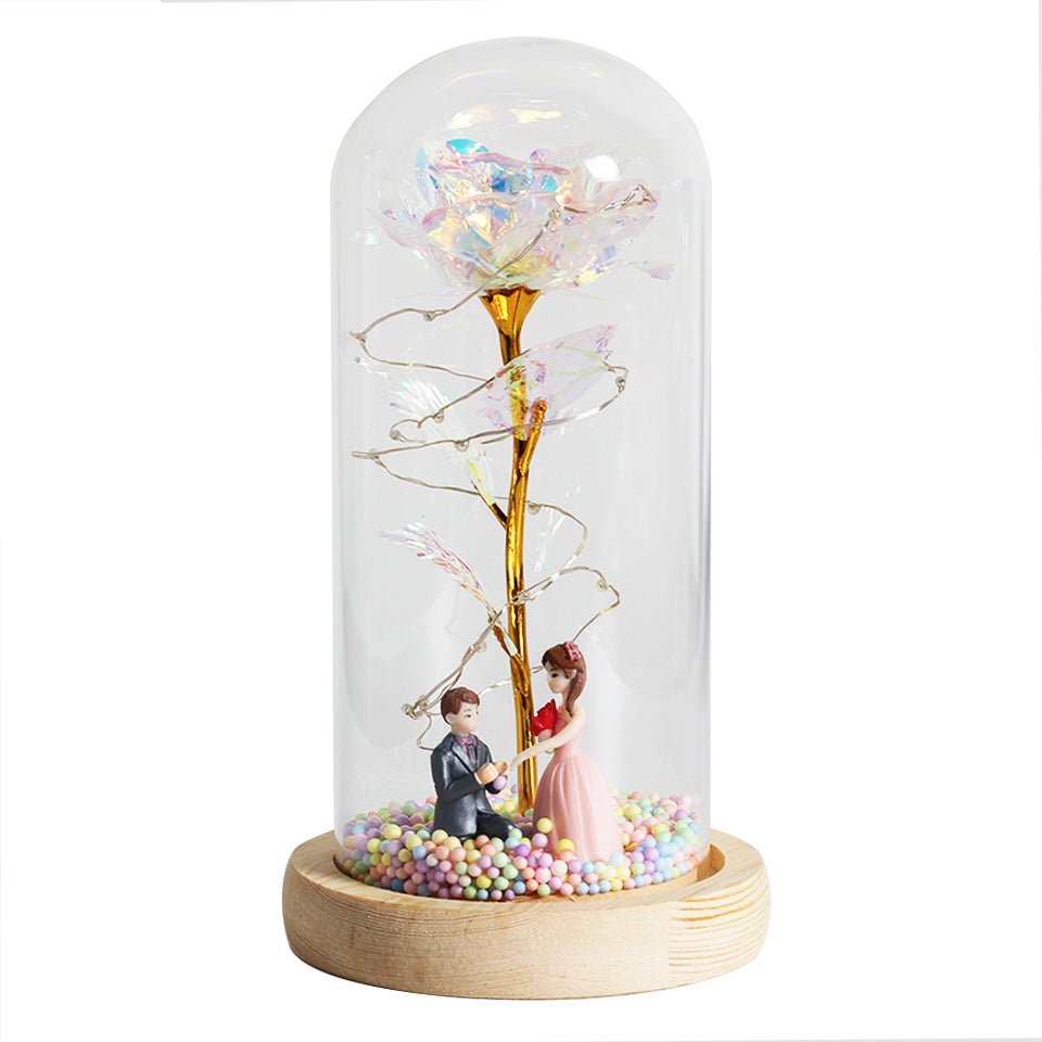 Enchanted Forever Rose Flower in Glass LED Light Christmas Decoration - Jaazi International