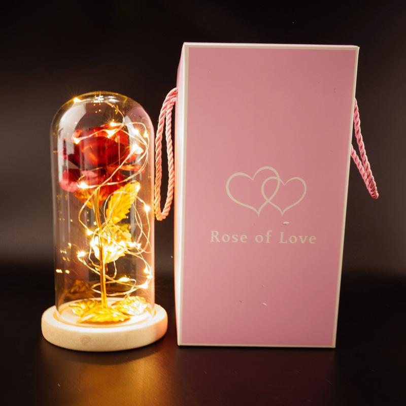 Enchanted Forever Rose Flower in Glass LED Light Christmas Decoration - Jaazi International