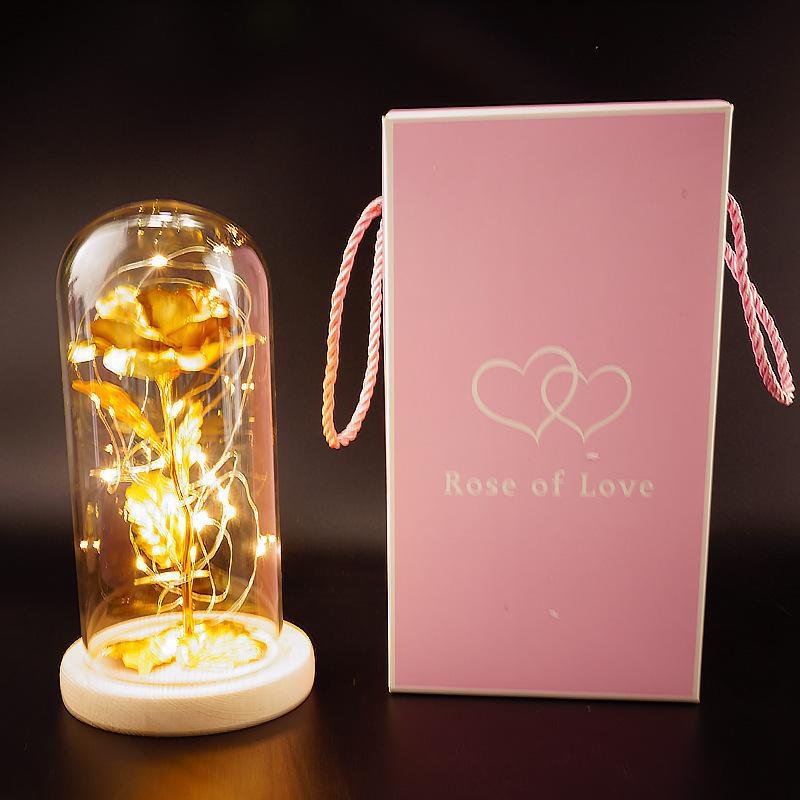 Enchanted Forever Rose Flower in Glass LED Light Christmas Decoration - Jaazi International