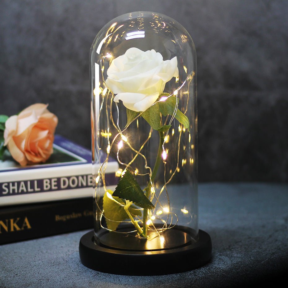 Enchanted Forever Rose Flower in Glass LED Light Christmas Decoration - Jaazi International