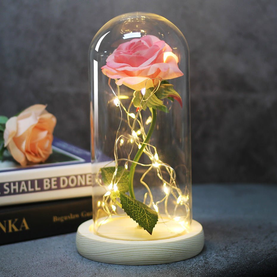 Enchanted Forever Rose Flower in Glass LED Light Christmas Decoration - Jaazi International