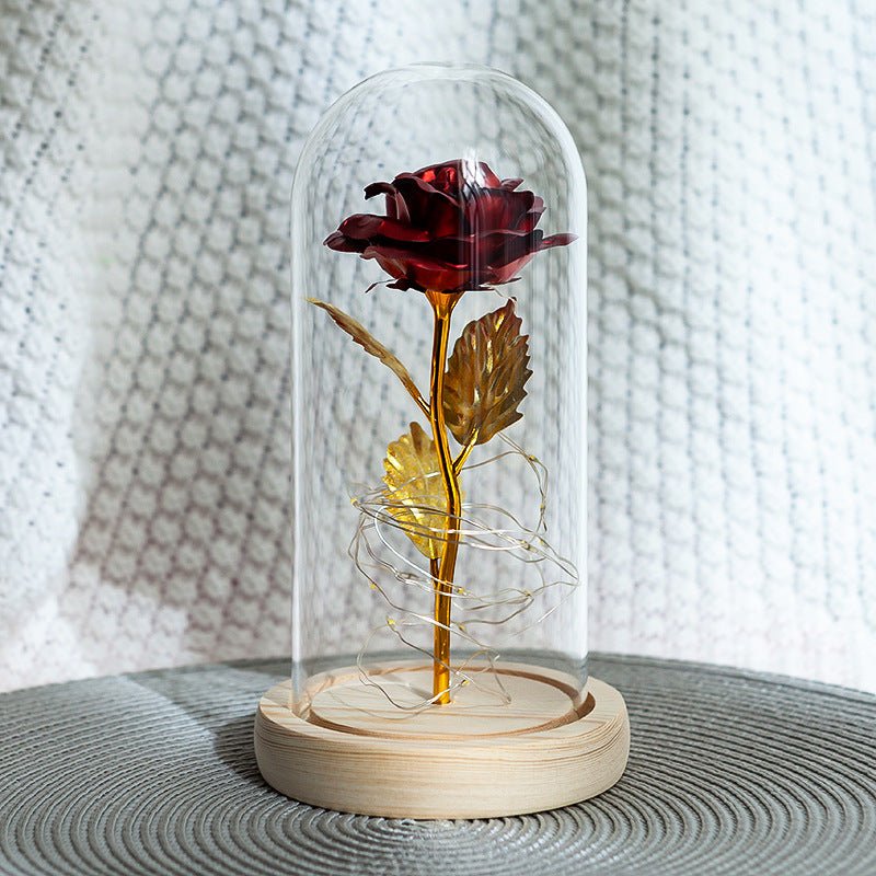 Enchanted Forever Rose Flower in Glass LED Light Christmas Decoration - Jaazi International