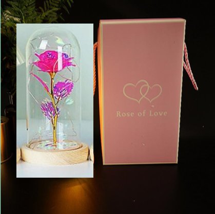 Enchanted Forever Rose Flower in Glass LED Light Christmas Decoration - Jaazi International