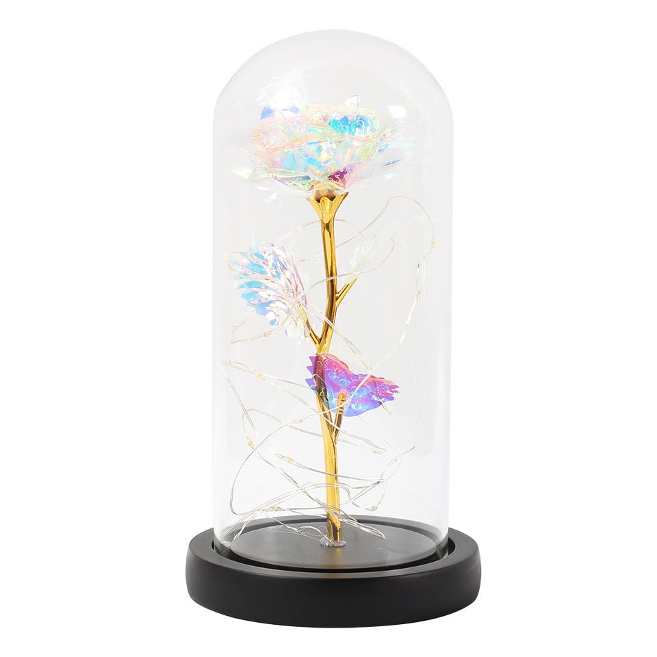 Enchanted Forever Rose Flower in Glass LED Light Christmas Decoration - Jaazi International