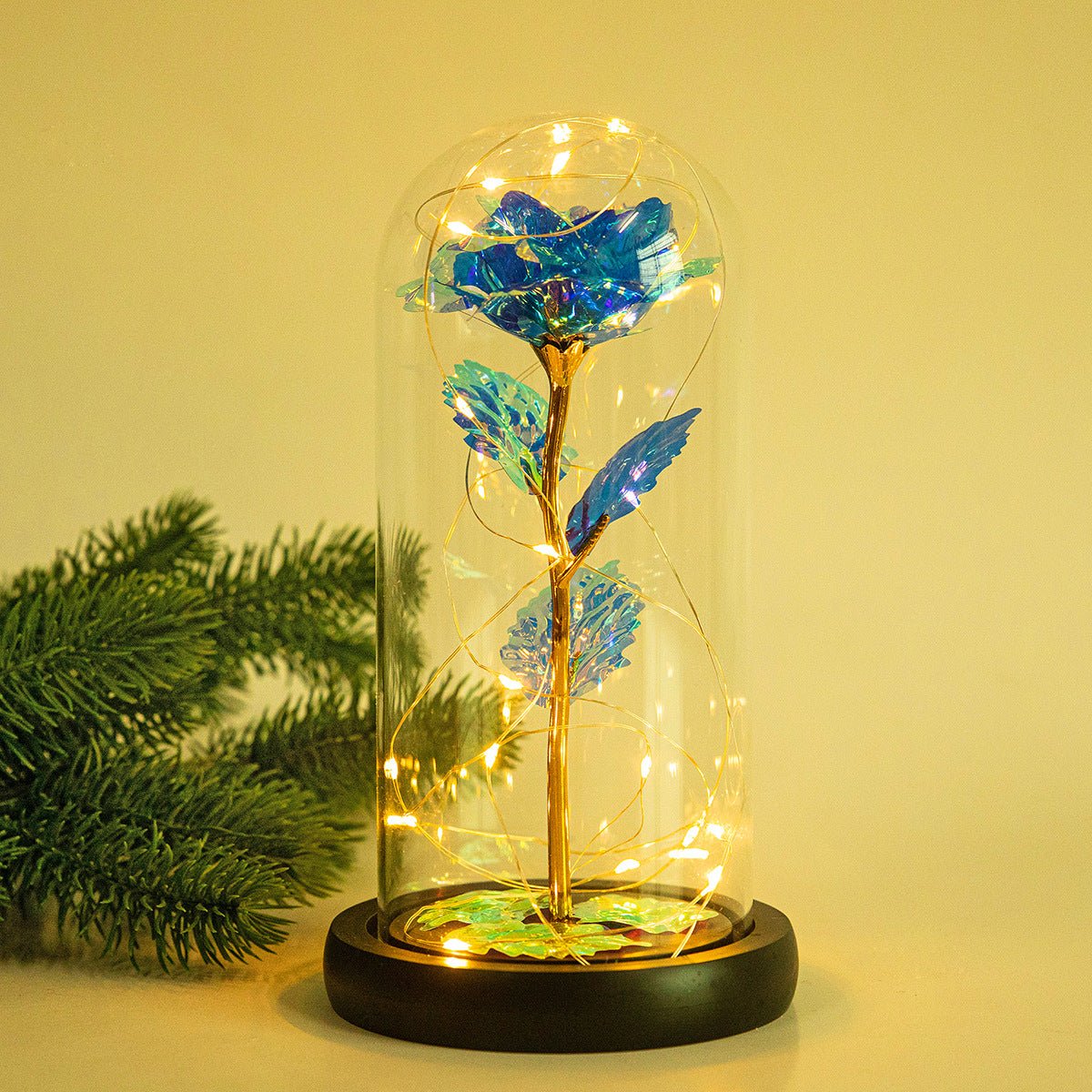 Enchanted Forever Rose Flower in Glass LED Light Christmas Decoration - Jaazi International