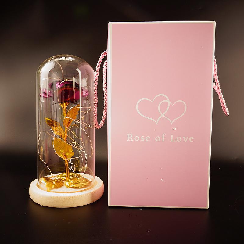 Enchanted Forever Rose Flower in Glass LED Light Christmas Decoration - Jaazi International