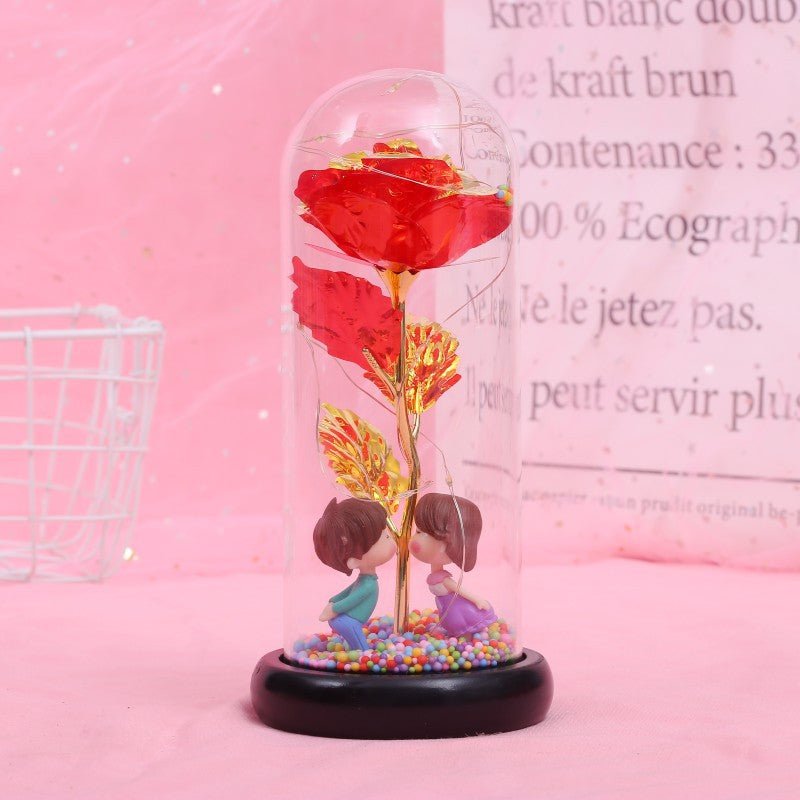 Enchanted Forever Rose Flower in Glass LED Light Christmas Decoration - Jaazi International