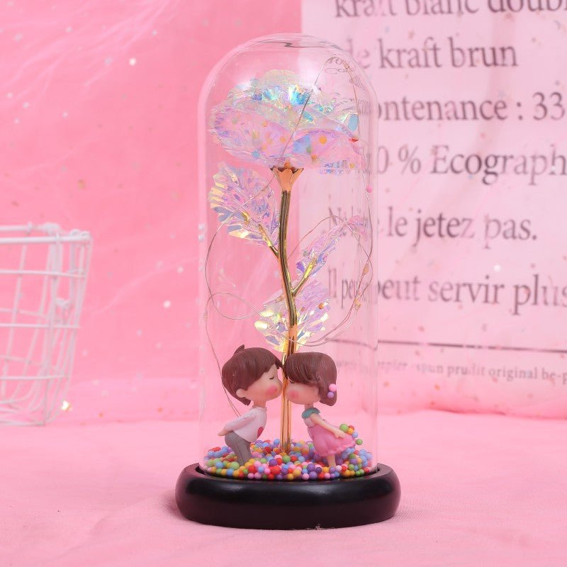 Enchanted Forever Rose Flower in Glass LED Light Christmas Decoration - Jaazi International