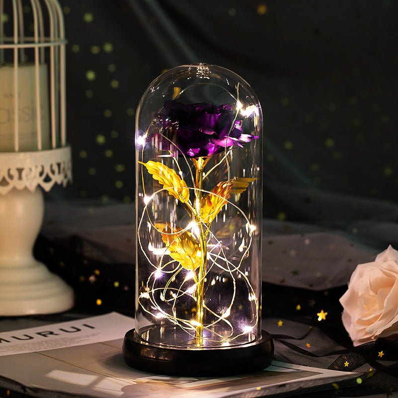 Enchanted Forever Rose Flower in Glass LED Light Christmas Decoration - Jaazi International