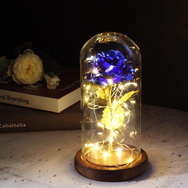 Enchanted Forever Rose Flower in Glass LED Light Christmas Decoration - Jaazi International