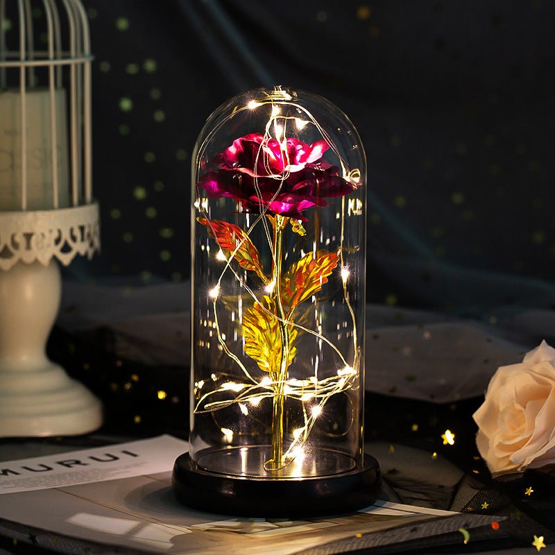 Enchanted Forever Rose Flower in Glass LED Light Christmas Decoration - Jaazi International