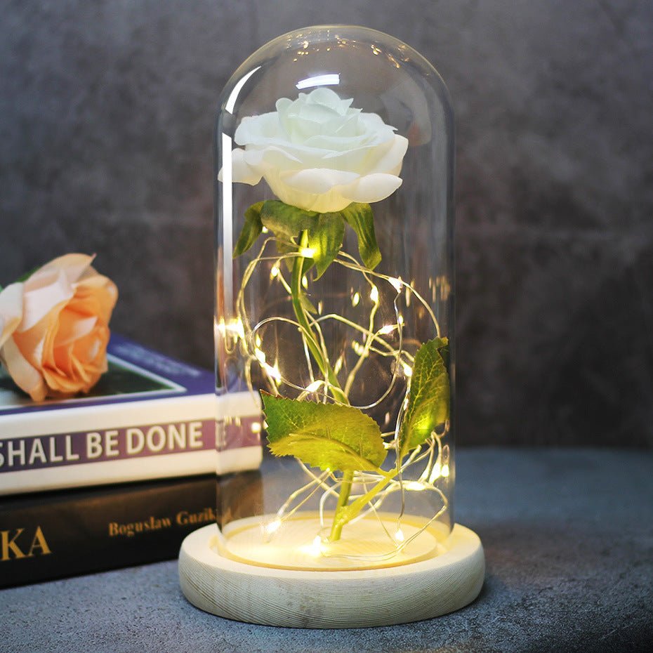 Enchanted Forever Rose Flower in Glass LED Light Christmas Decoration - Jaazi International