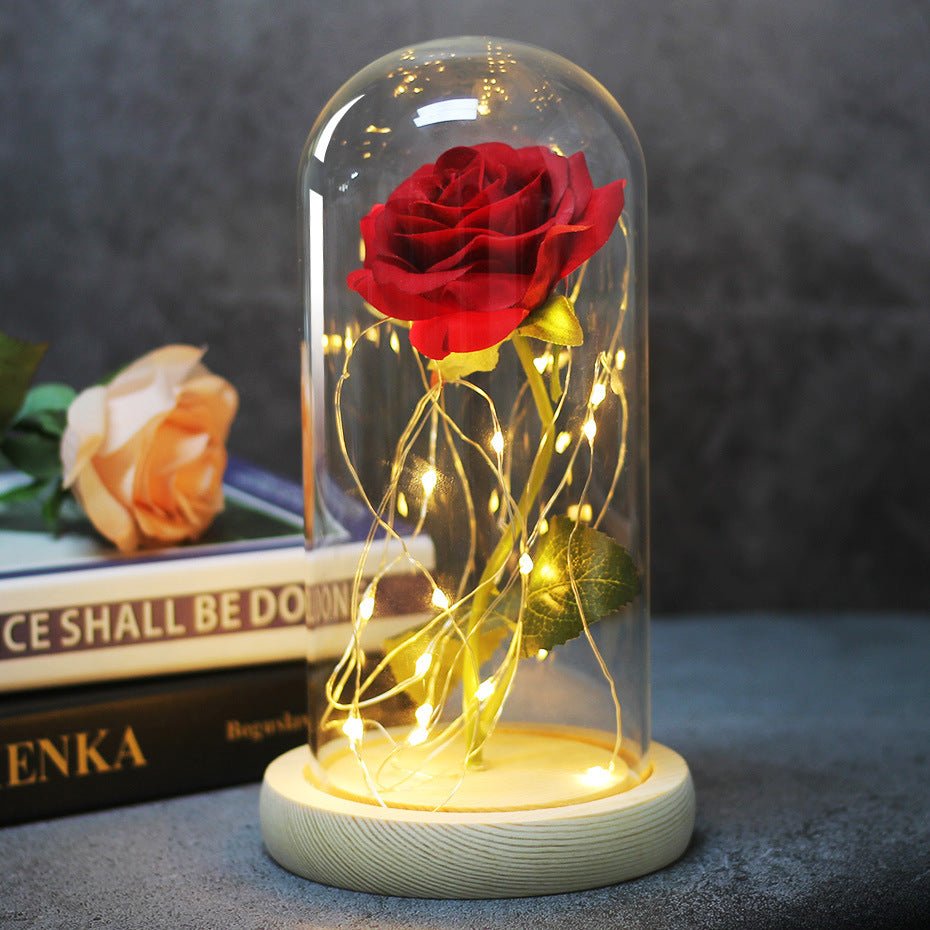 Enchanted Forever Rose Flower in Glass LED Light Christmas Decoration - Jaazi International