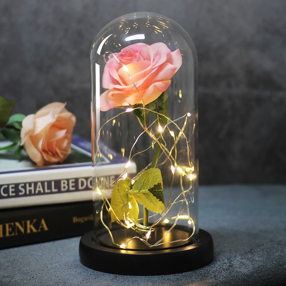 Enchanted Forever Rose Flower in Glass LED Light Christmas Decoration - Jaazi International