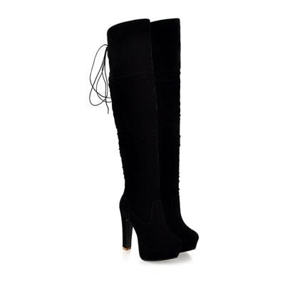 ENMAYERENMAYER Fashion Women Boots Over - the - Knee for Flock Tassel Ladies Long Round Toe Sexy Winter Shoes - Jaazi International