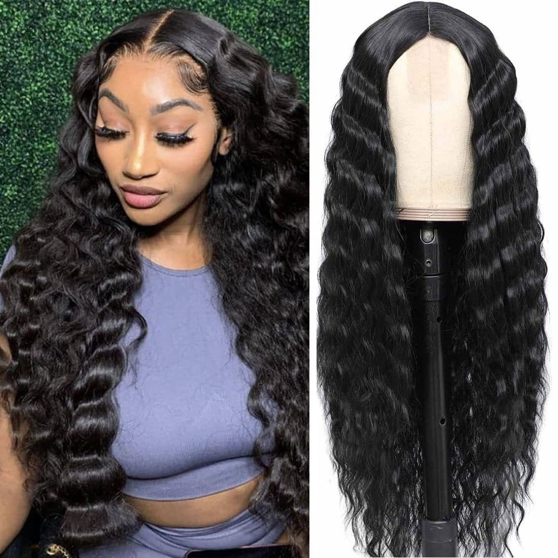 European and American Women's Wig Small Lace Center Deep Wave Long Curly Wig Headband Lace Wigs - Jaazi International