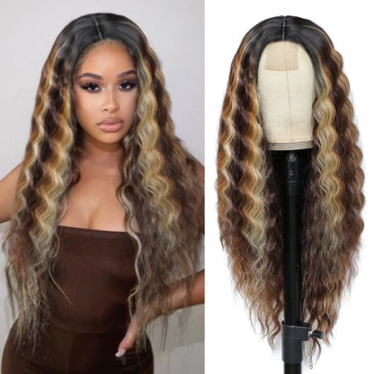 European and American Women's Wig Small Lace Center Deep Wave Long Curly Wig Headband Lace Wigs - Jaazi International