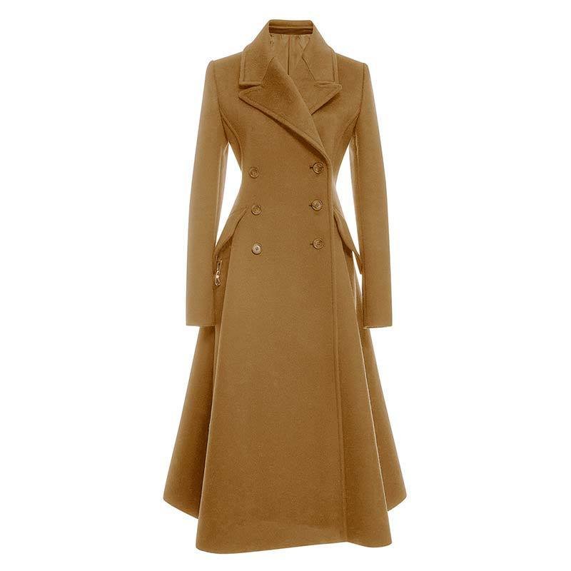 European Station Long Woolen Coat Coat Women&#039;s Autumn And Winter 2020 Elegant Slim Fit Women&#039;s Wear Plus Size Thickened Woolen Coat - Jaazi International