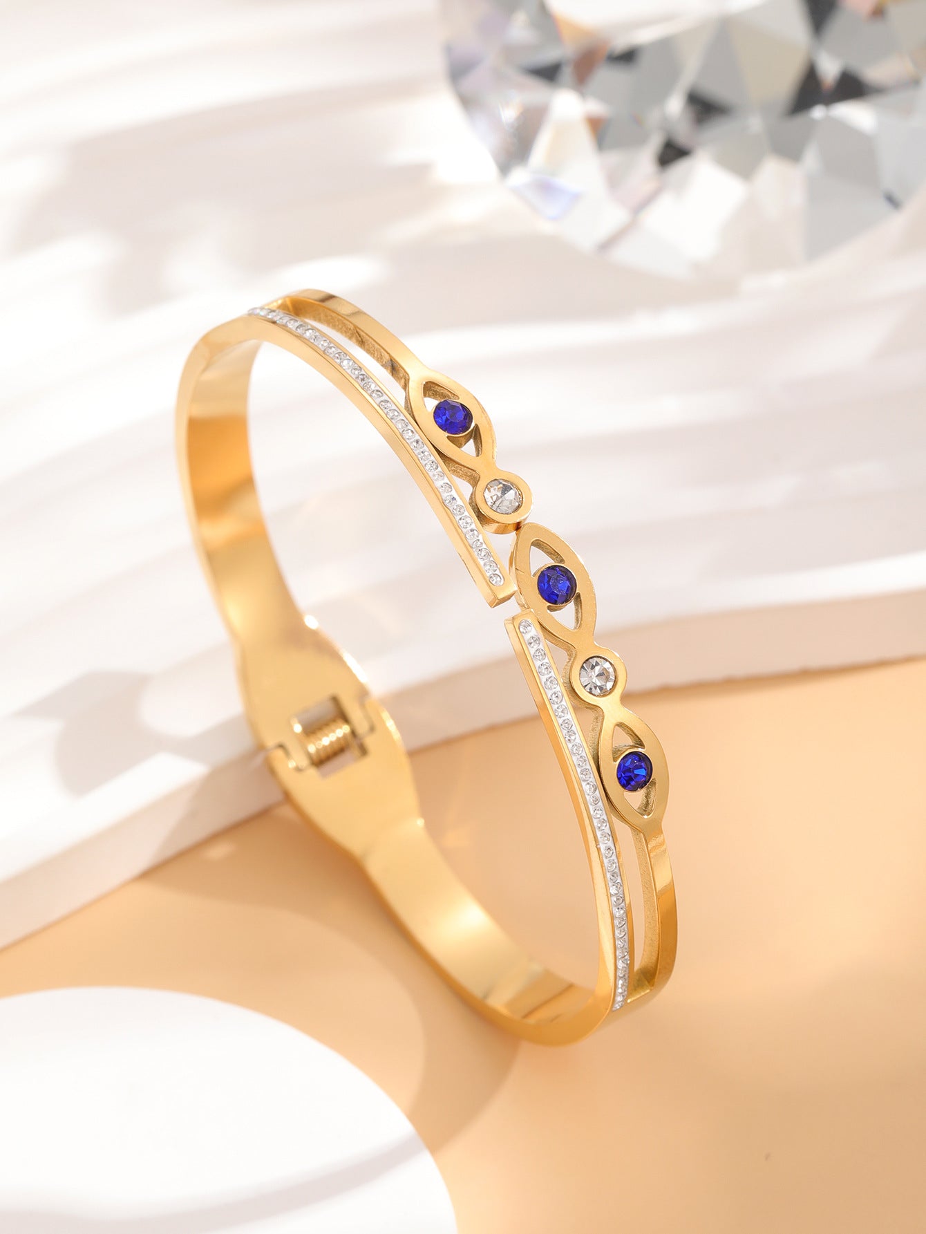 Evil Eye Stainless Steel Statement Bracelet For Women Trendy Fashion Female Ethnic Style Inlaid Shell Jewelry - Jaazi International