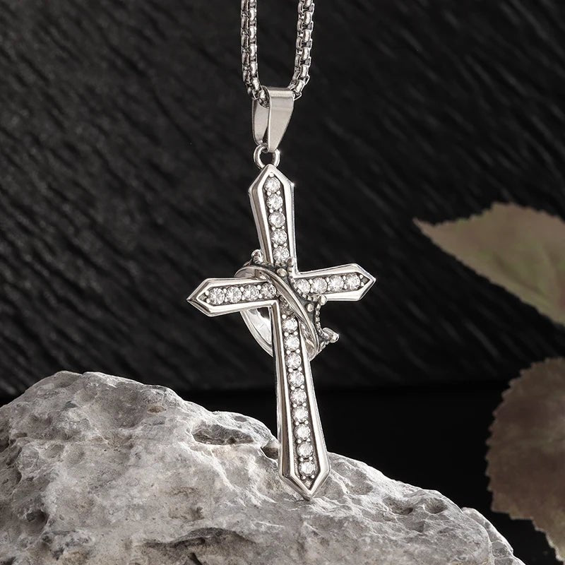 Exquisite Shiny Cross Square Crystal Zirconia Pendant Necklace for Women Men Fashion Hip Hop Party Luxury Jewelry Christmas Gift - Jaazi International