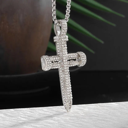 Exquisite Shiny Cross Square Crystal Zirconia Pendant Necklace for Women Men Fashion Hip Hop Party Luxury Jewelry Christmas Gift - Jaazi International