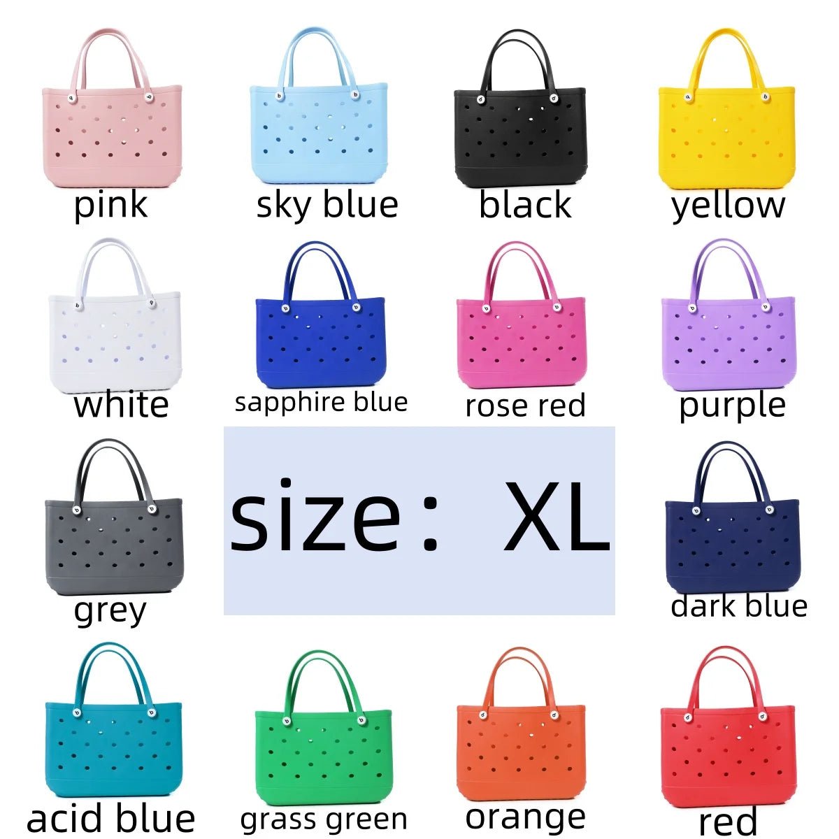 Extra Large Bogg Bag Summer EVA Beach Bag Basket Women Picnic Tote Bag Holes Waterproof Handbag Pouch Shopping Shoulder Bag - Jaazi International