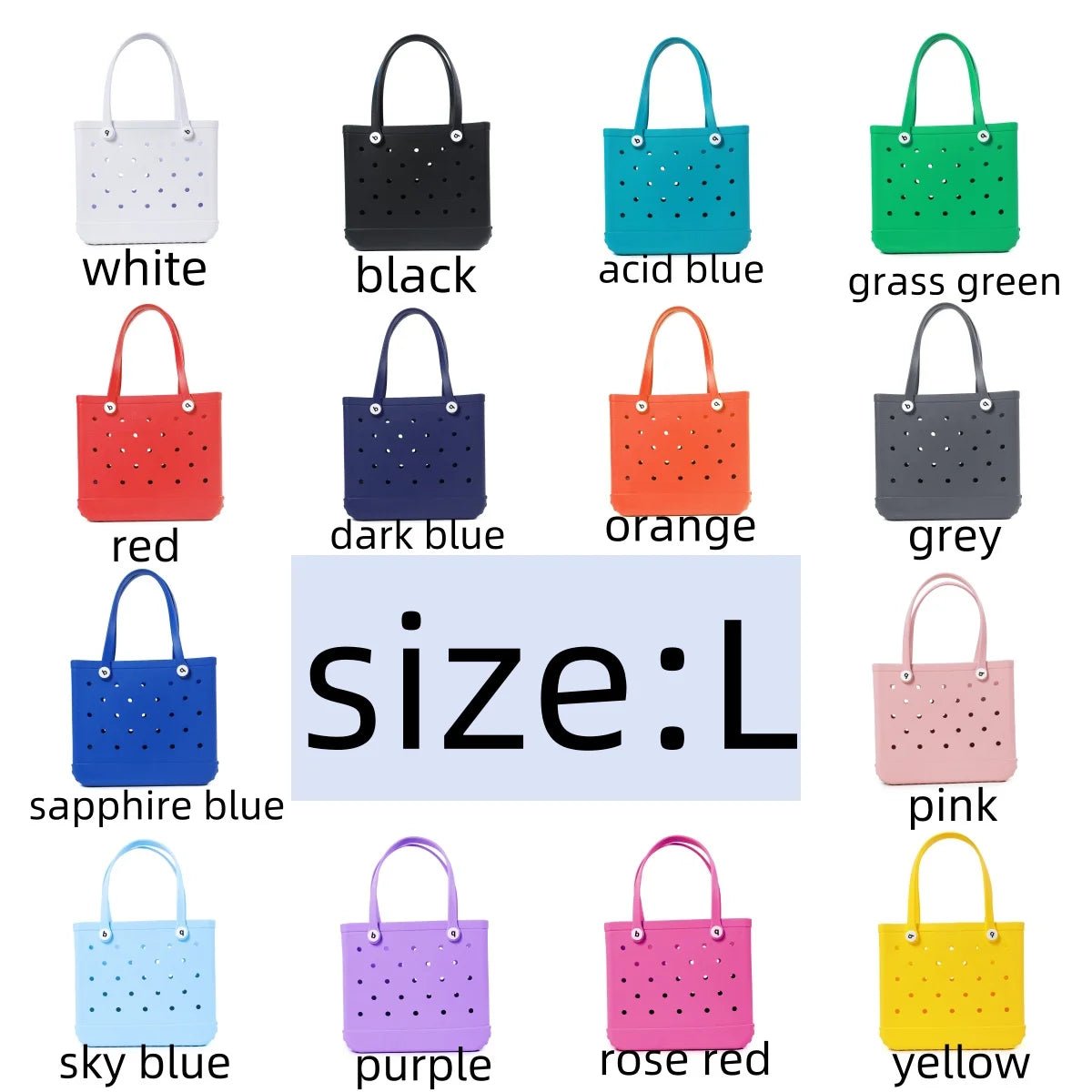 Extra Large Bogg Bag Summer EVA Beach Bag Basket Women Picnic Tote Bag Holes Waterproof Handbag Pouch Shopping Shoulder Bag - Jaazi International