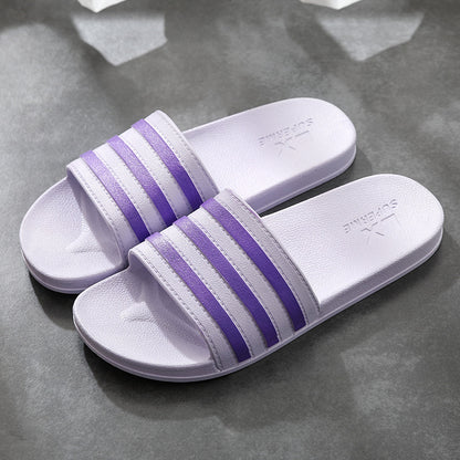 White Stripes Slippers For Women And Men Bathroom Slippers Home Shoes