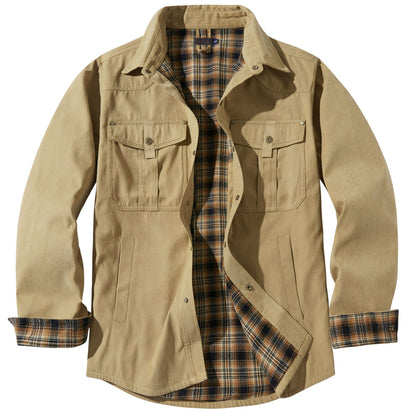 Lapel Plaid Flannel Casual Retro Western Style Jacket