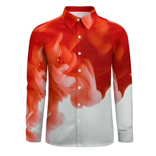 Chemise décontractée à manches longues avec une poche rouge et blanche