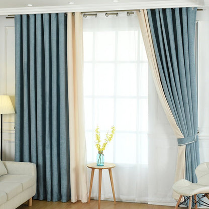 Factory direct stitching simple solid chenille curtain high shading curtain finished living room bedroom curtains - Jaazi International