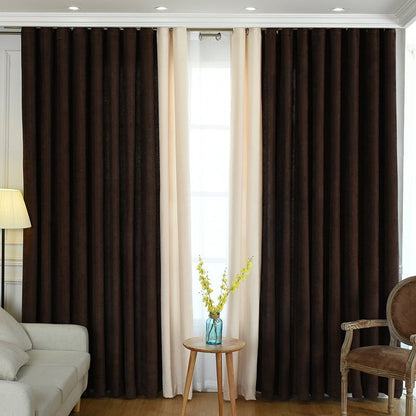 Factory direct stitching simple solid chenille curtain high shading curtain finished living room bedroom curtains - Jaazi International