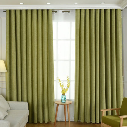 Factory direct stitching simple solid chenille curtain high shading curtain finished living room bedroom curtains - Jaazi International