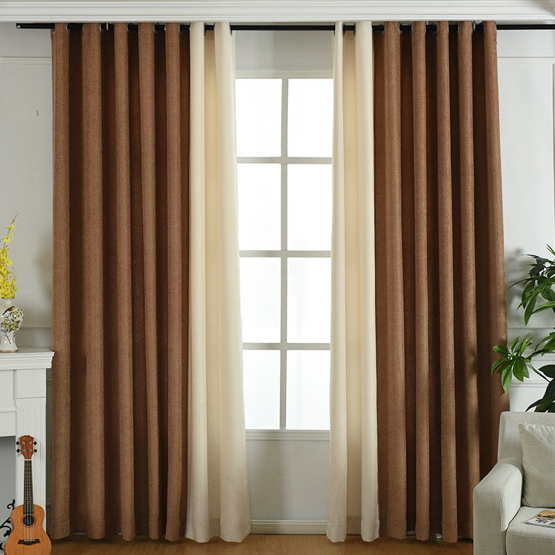 Factory direct stitching simple solid chenille curtain high shading curtain finished living room bedroom curtains - Jaazi International