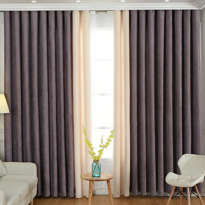 Factory direct stitching simple solid chenille curtain high shading curtain finished living room bedroom curtains - Jaazi International