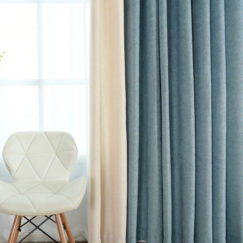 Factory direct stitching simple solid chenille curtain high shading curtain finished living room bedroom curtains - Jaazi International