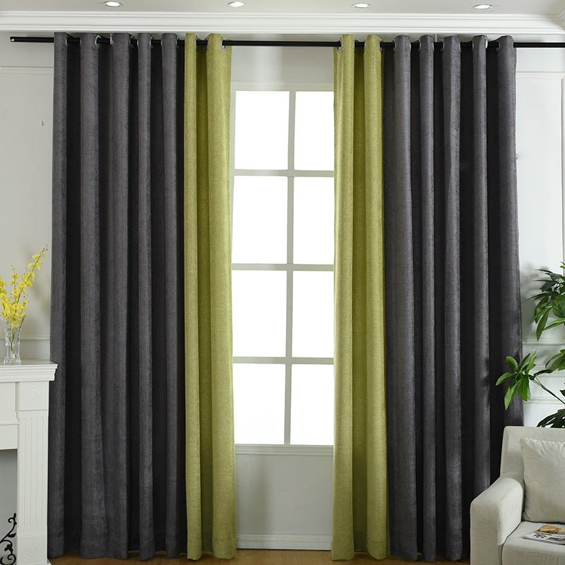 Factory direct stitching simple solid chenille curtain high shading curtain finished living room bedroom curtains - Jaazi International