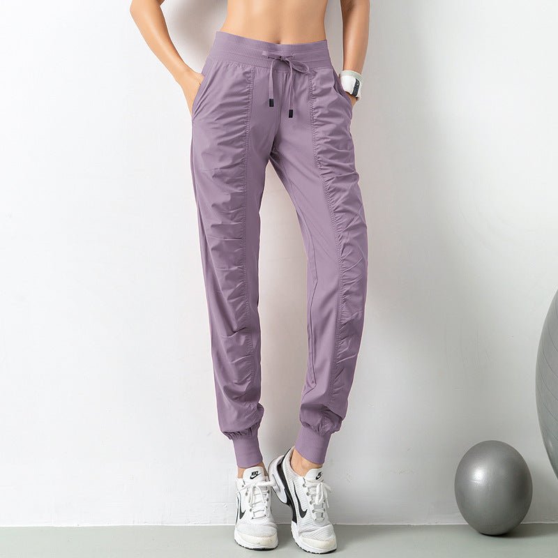 Fashion Casual Sports Pants For Women Loose Legs Drawstring High Waist Trousers With Pockets Running Sports Gym Fitness Yoga Pants - Jaazi International