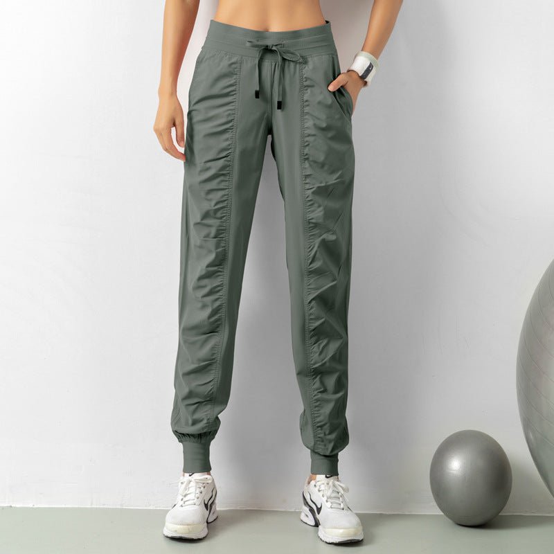 Fashion Casual Sports Pants For Women Loose Legs Drawstring High Waist Trousers With Pockets Running Sports Gym Fitness Yoga Pants - Jaazi International