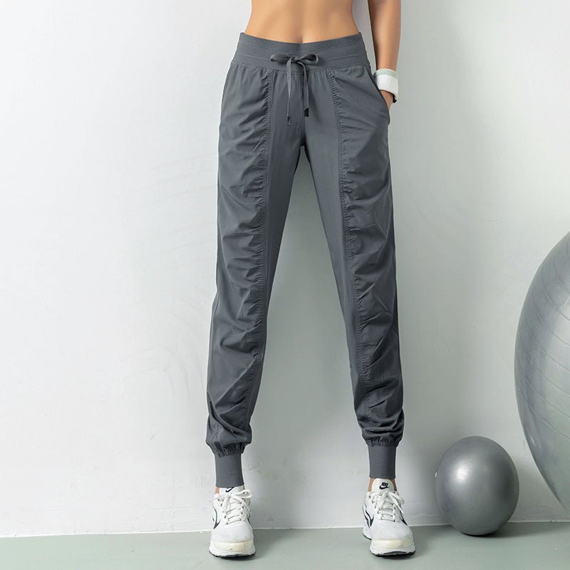 Fashion Casual Sports Pants For Women Loose Legs Drawstring High Waist Trousers With Pockets Running Sports Gym Fitness Yoga Pants - Jaazi International