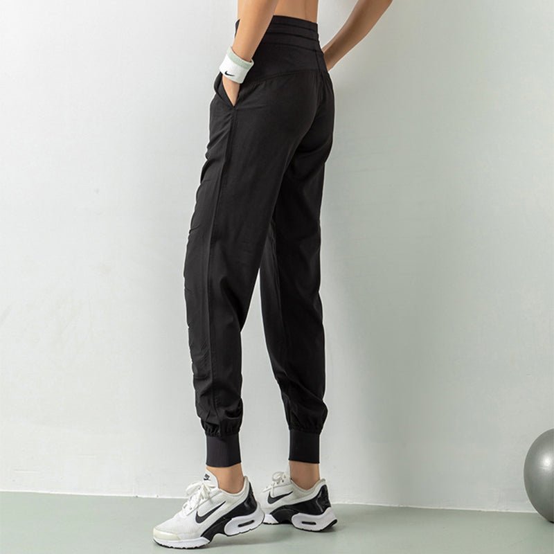 Fashion Casual Sports Pants For Women Loose Legs Drawstring High Waist Trousers With Pockets Running Sports Gym Fitness Yoga Pants - Jaazi International