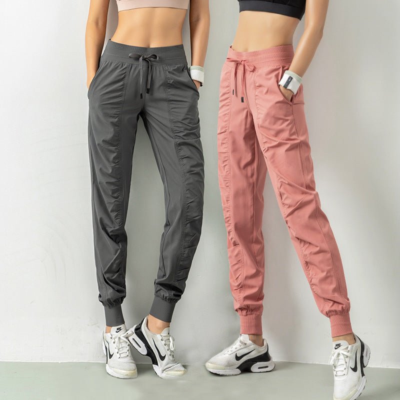 Fashion Casual Sports Pants For Women Loose Legs Drawstring High Waist Trousers With Pockets Running Sports Gym Fitness Yoga Pants - Jaazi International