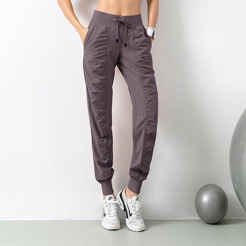 Fashion Casual Sports Pants For Women Loose Legs Drawstring High Waist Trousers With Pockets Running Sports Gym Fitness Yoga Pants - Jaazi International