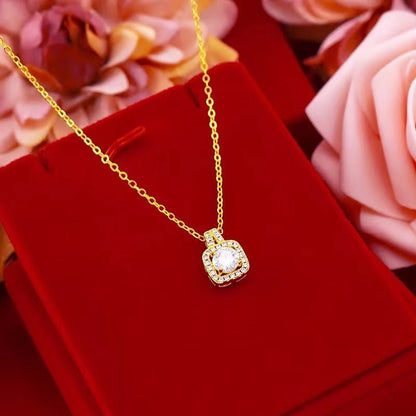 Fashion Jewelry Set Zircon Gem Pendant Chain Choker Necklace For Women Gold Color Stud Earring Statement Wedding Ring - Jaazi International